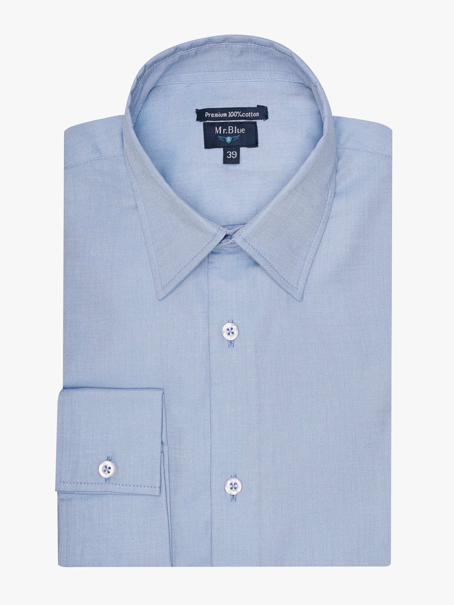 CAMISA DE ALGODÓN AZUL MANGA LARGA CLASSIC FIT MR. AZUL