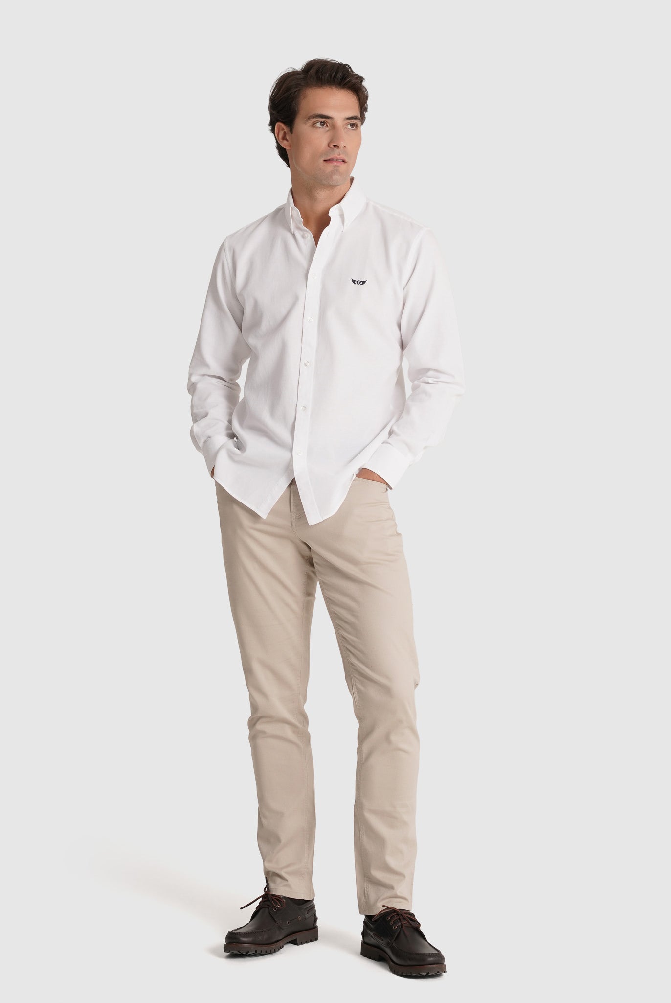 CAMISA ALGODÃO BRANCA MANGA COMPRIDA REGULAR FIT MR. BLUE