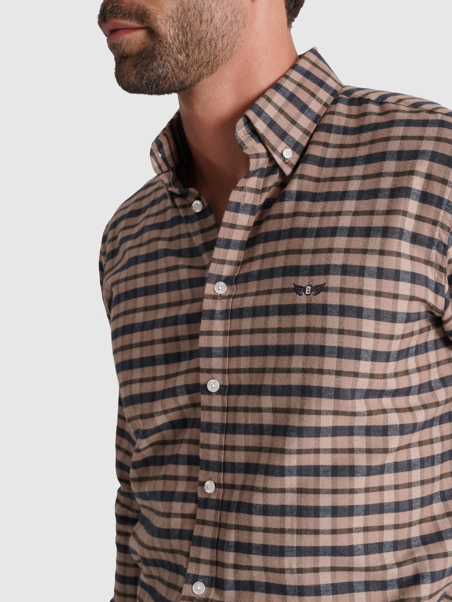 CAMISA ALGODÃO CASTANHA MANGA COMPRIDA REGULAR FIT MR. BLUE