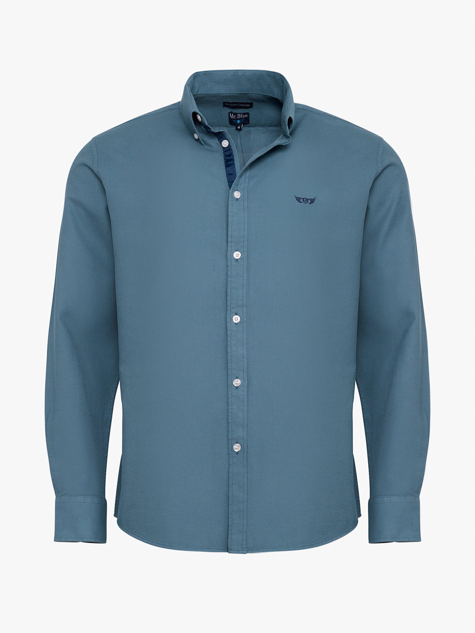 CAMISA ALGODÃO VERDE MANGA COMPRIDA REGULAR FIT MR. BLUE