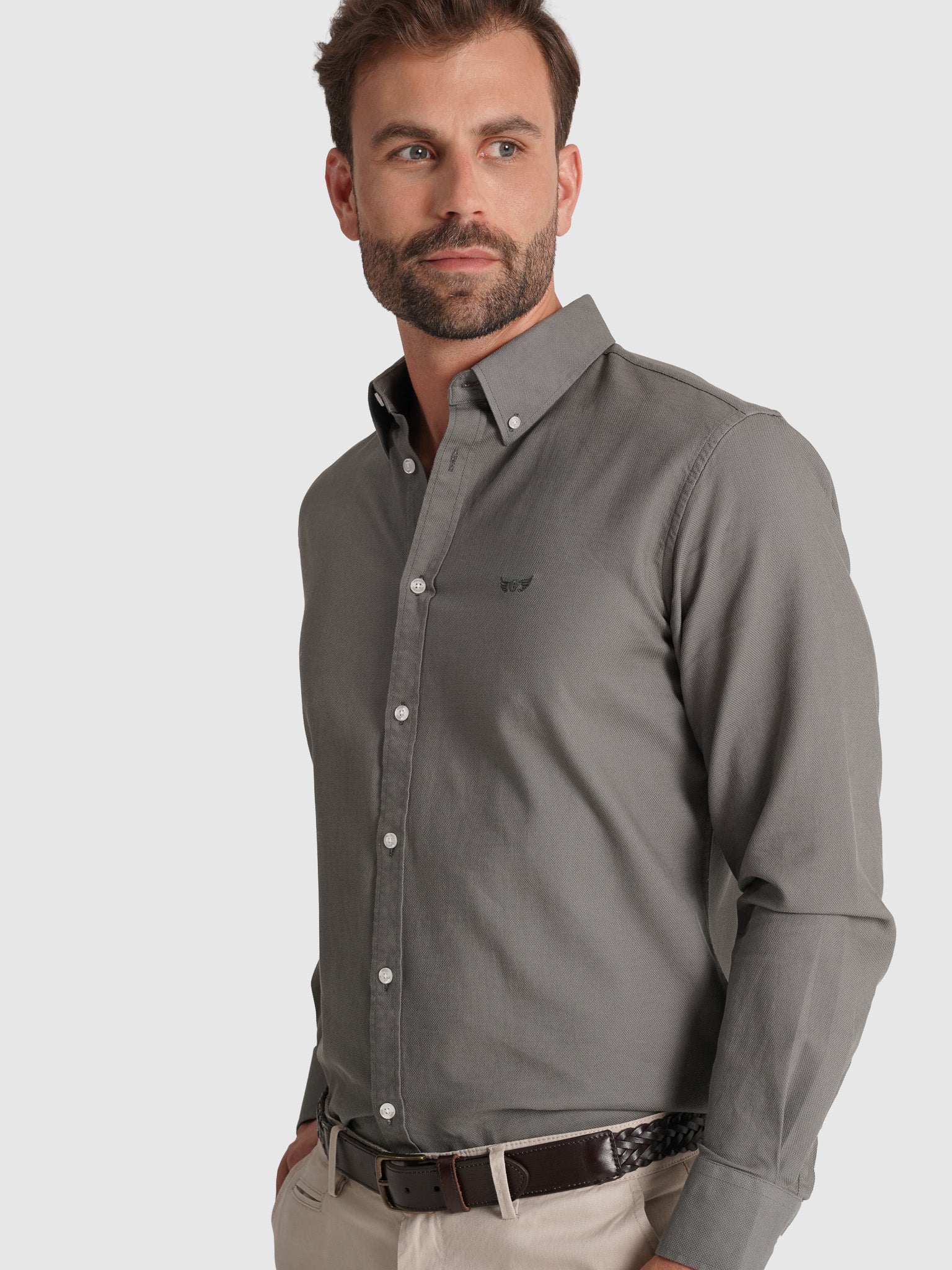 CAMISA ALGODÃO VERDE MANGA COMPRIDA REGULAR FIT MR. BLUE