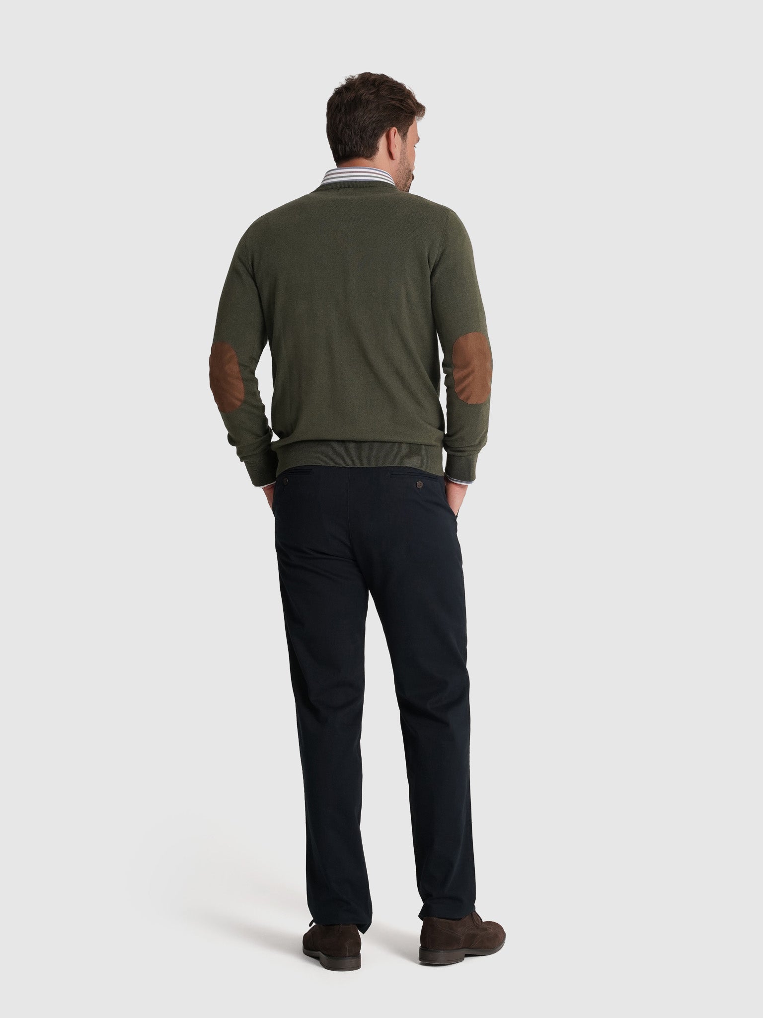 JERSEY DE CASHMERE VERDE CON CODERAS MR REGULAR FIT. AZUL