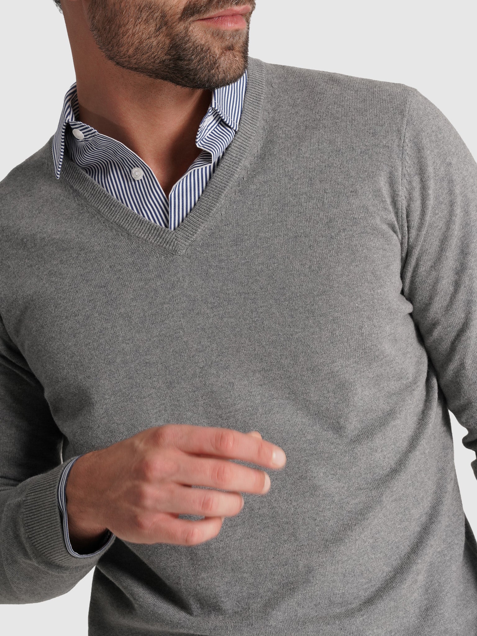 GRAY CASHMERE PULLOVER LONG SLEEVE REGULAR FIT MR. BLUE