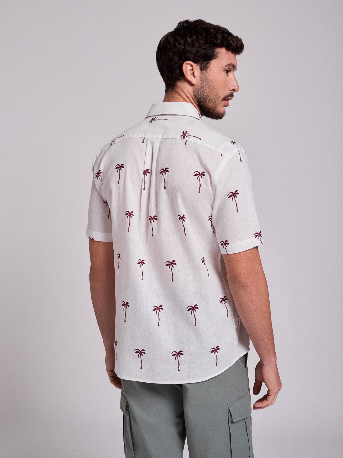 CAMISA LINHO VERMELHA MANGA CURTA REGULAR FIT MR. BLUE
