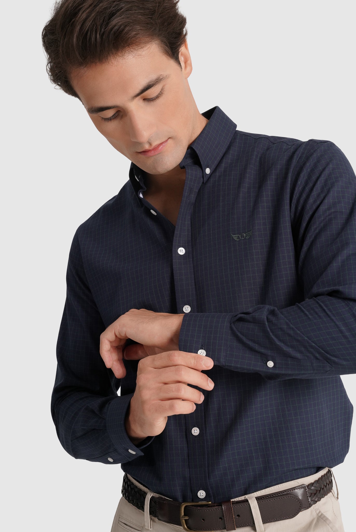 Camisa Algodão Azul Manga Comprida Regular Fit Mr. Blue