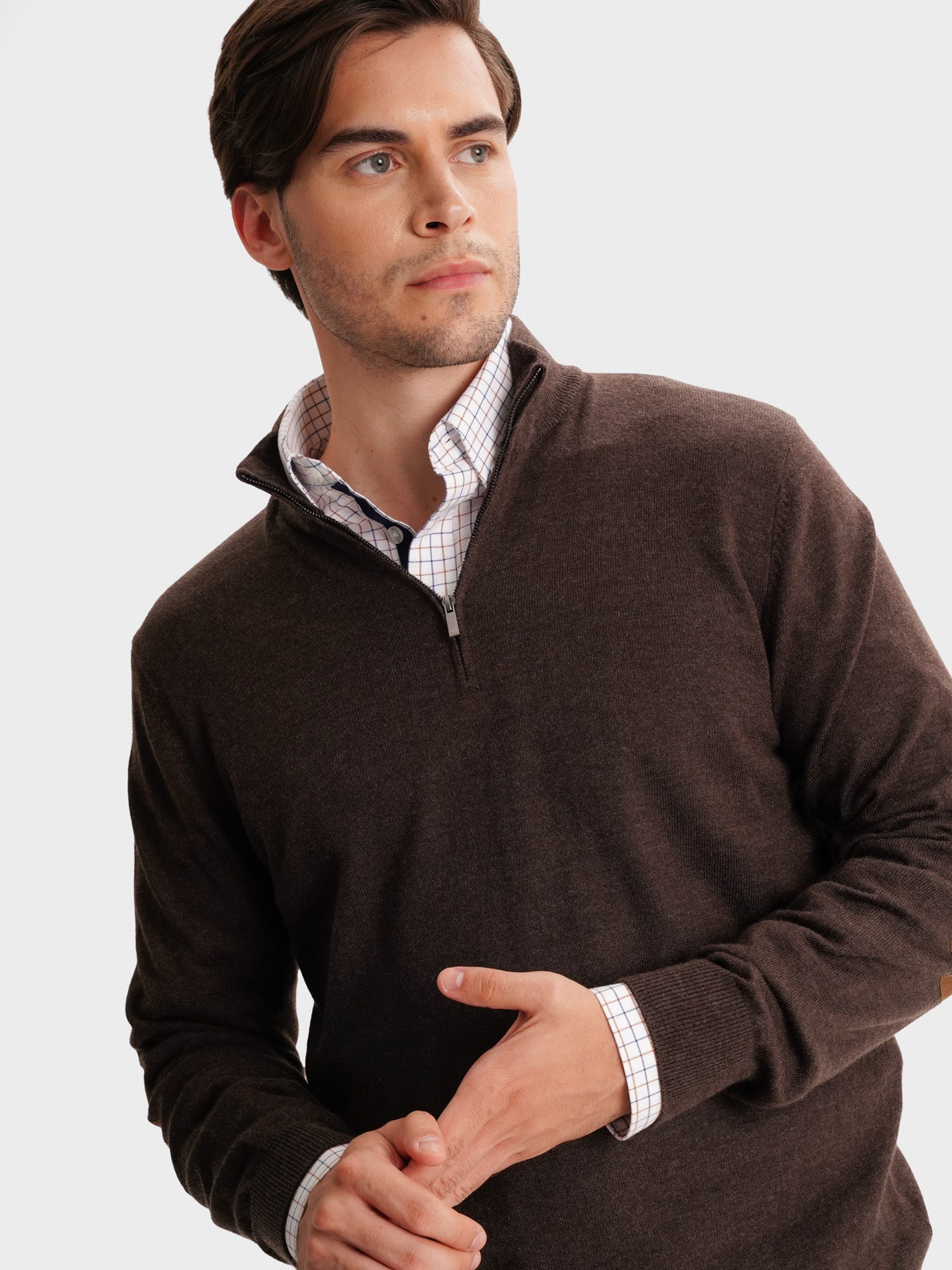 JERSEY FINO MARRÓN CON CODERAS MR REGULAR FIT. AZUL