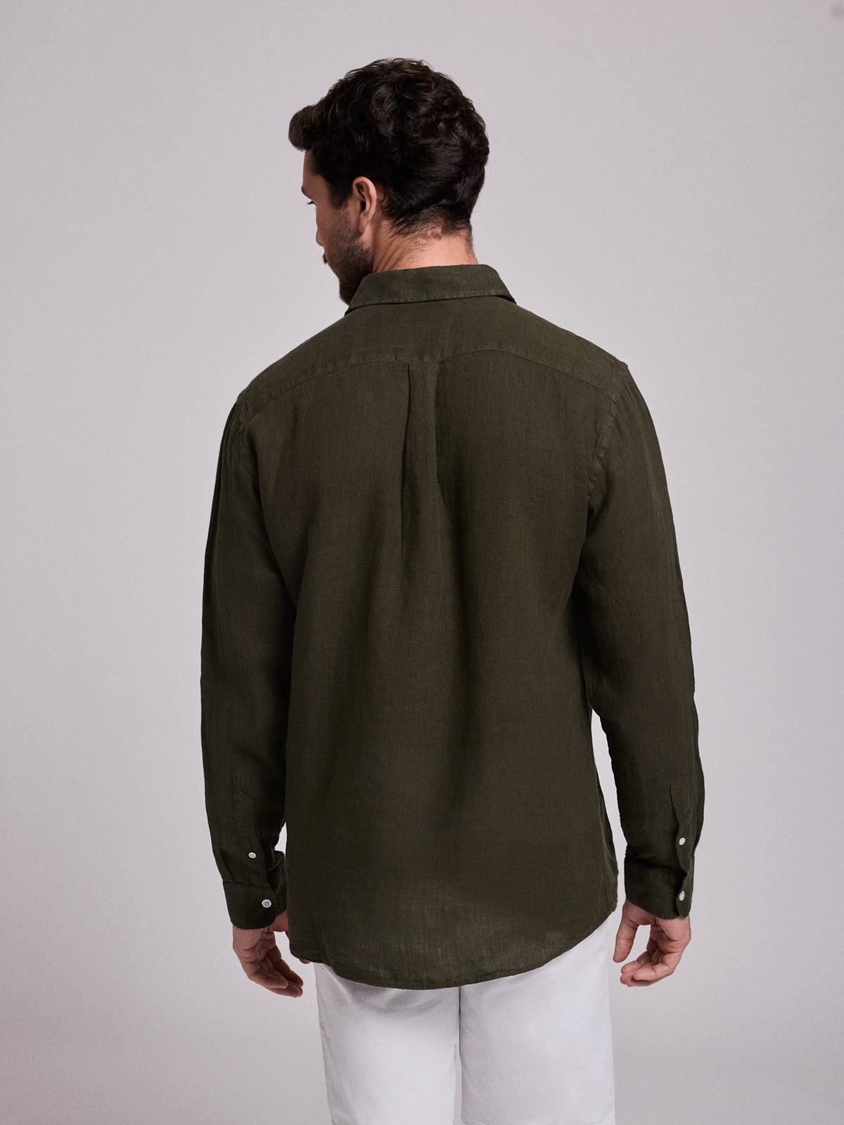 CAMISA LINO VERDE MANGA LARGA SASTRERÍA MARK BELLUCCI