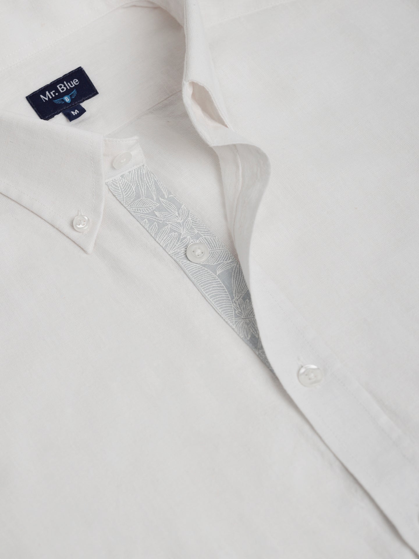 Camisa Regular Fit Lino Blanca Mr. Blue