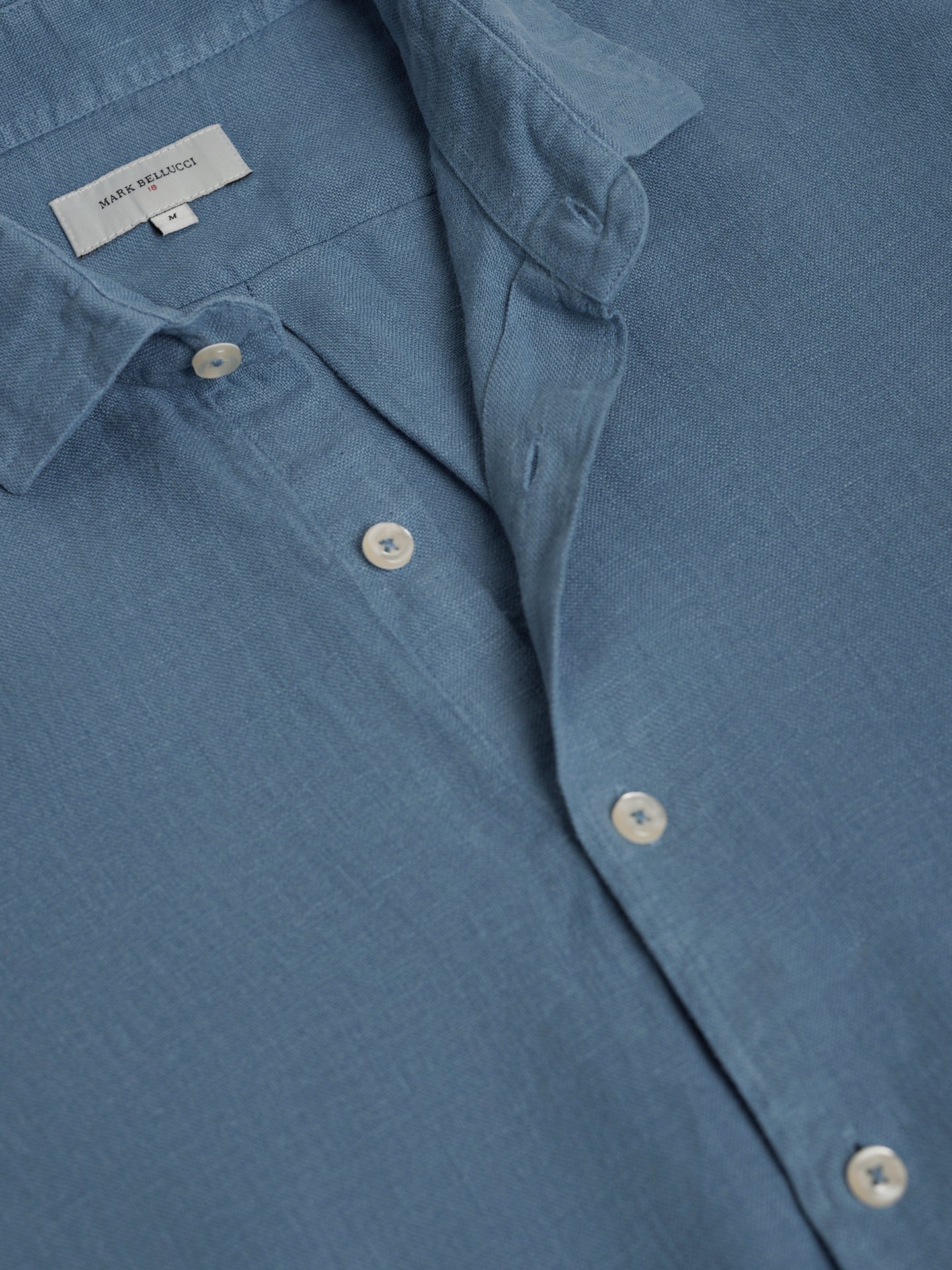 Camisa entallada de lino azul Mr. Blue
