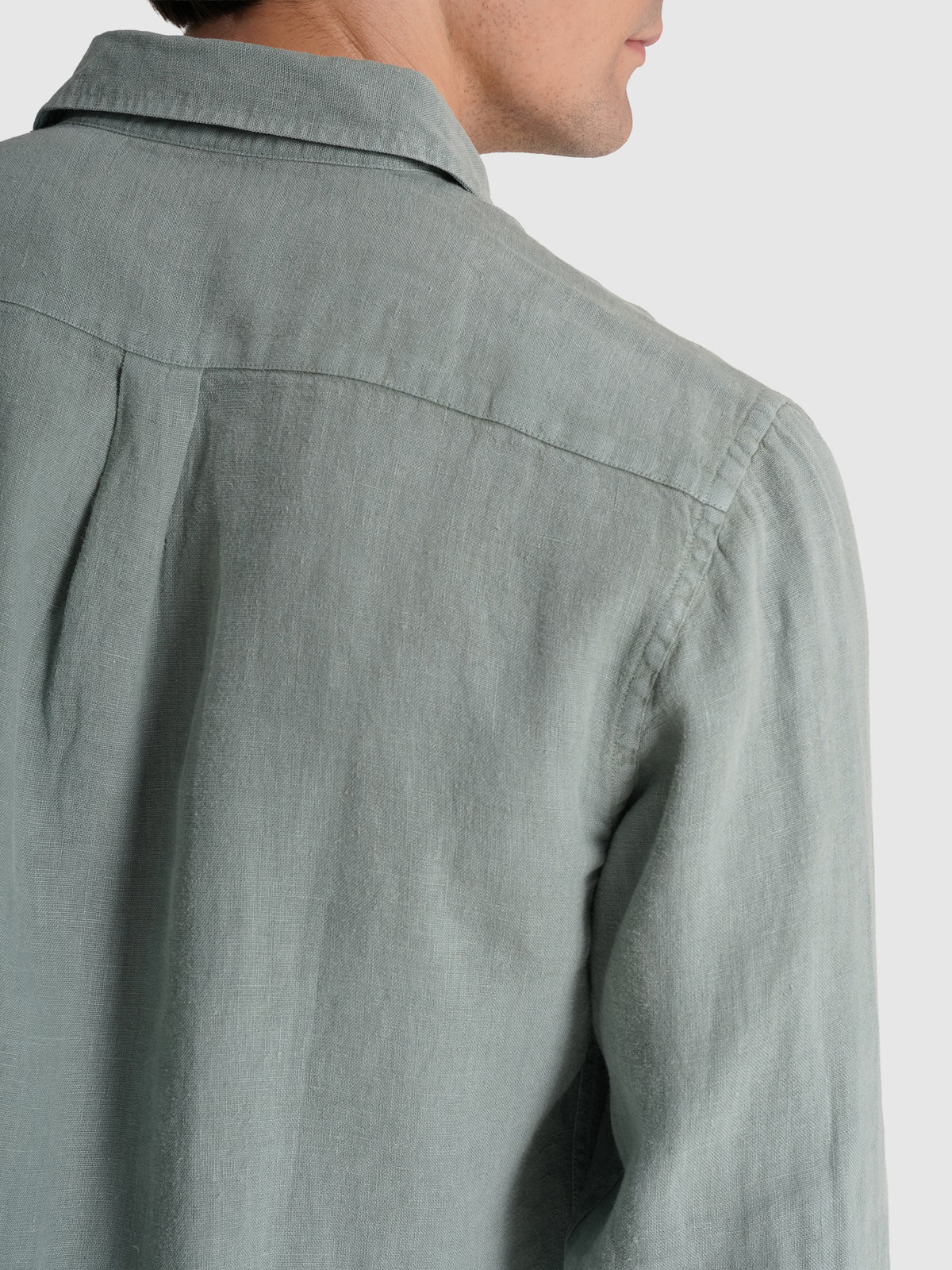 GREEN LINEN SHIRT LONG SLEEVE TAILORED FIT MARK BELLUCCI