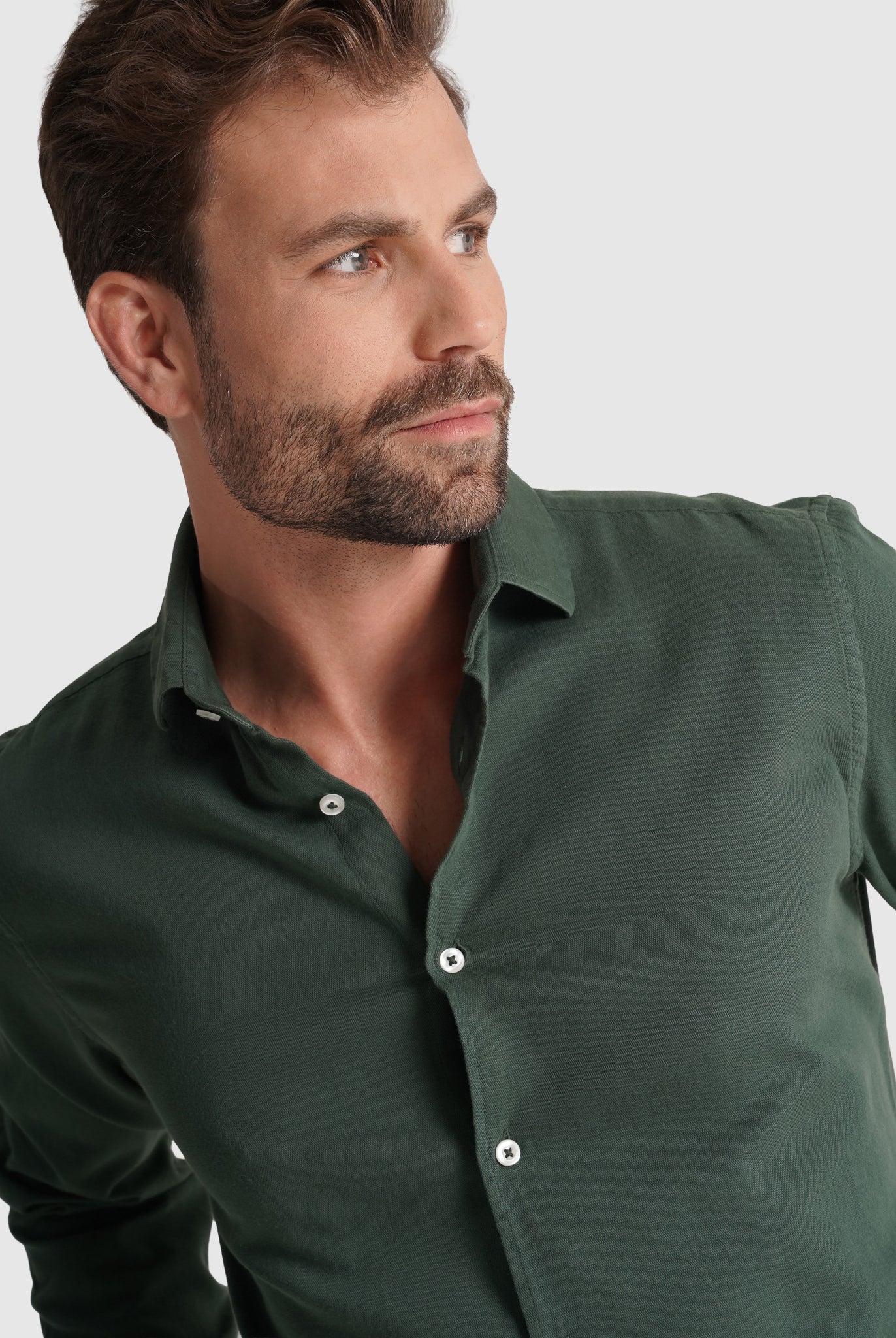 Camisa Algodão Verde Manga Comprida Regular Fit Mr. Blue