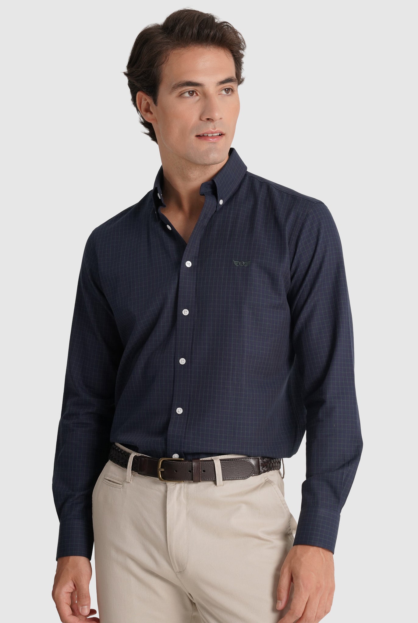 Camisa Algodão Azul Manga Comprida Regular Fit Mr. Blue