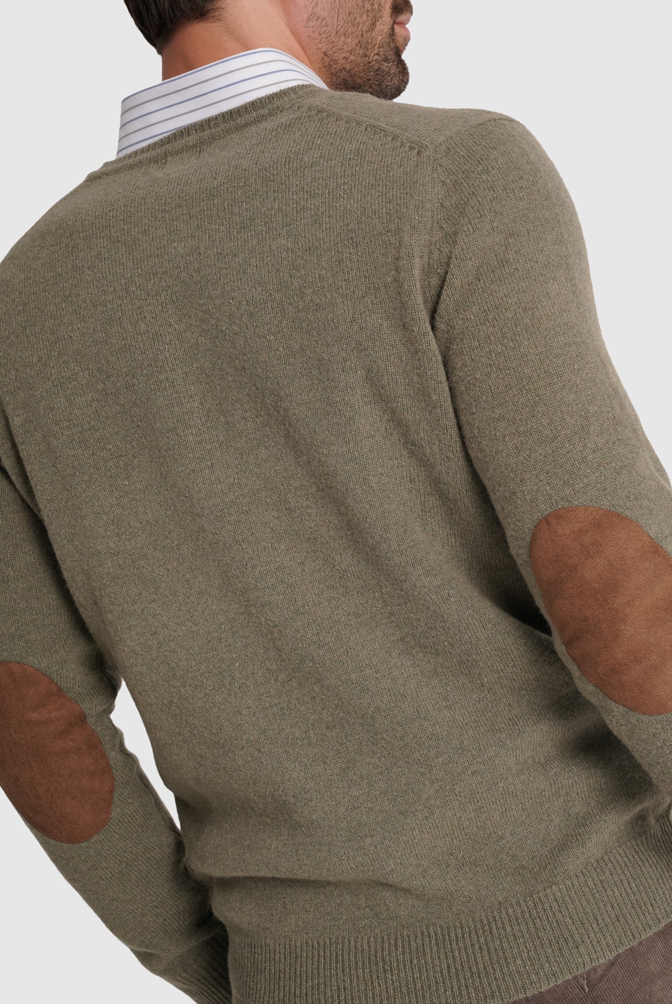 Pullover Lã Verde Com Cotoveleira Regular Fit Mr. Blue