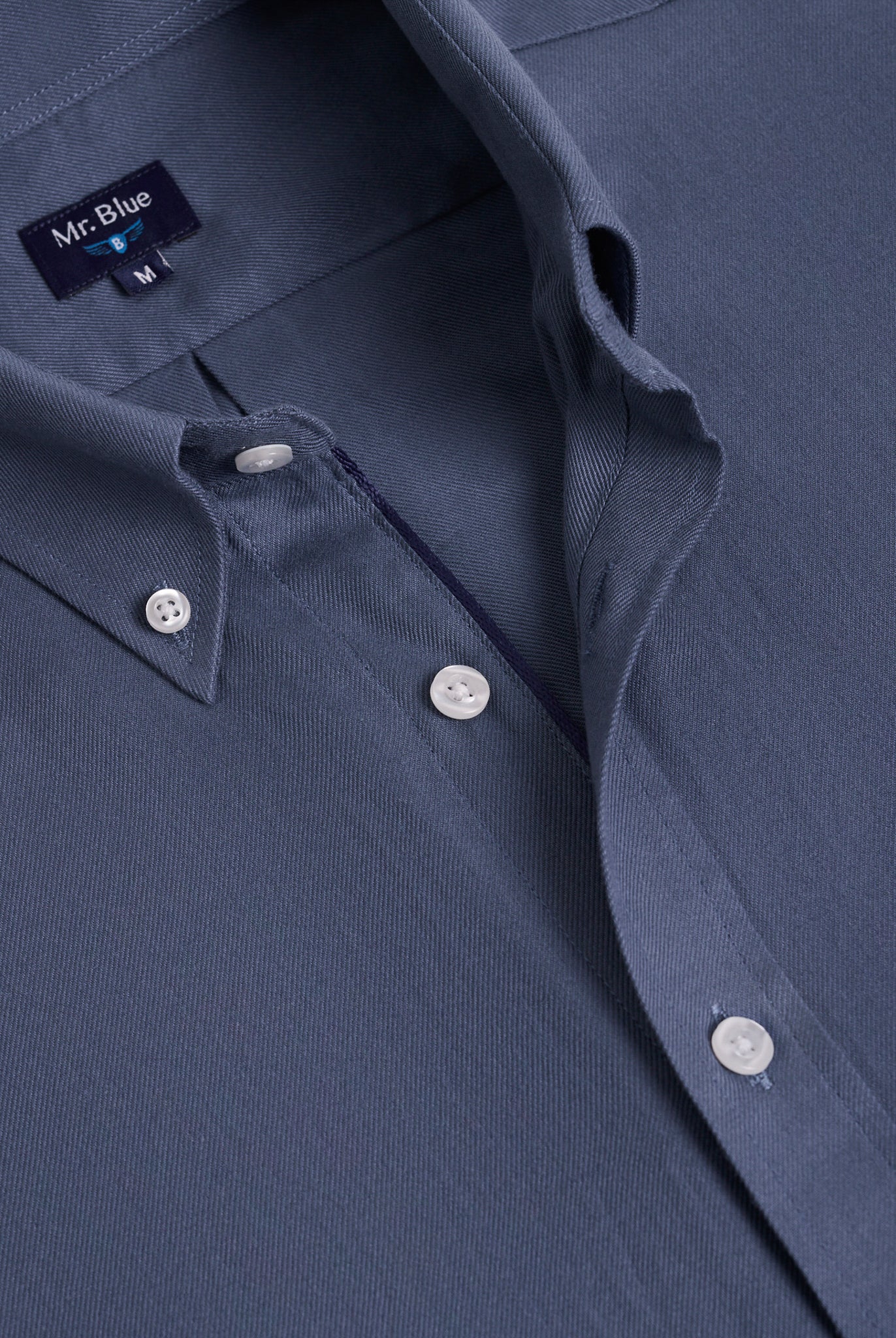 Camisa Algodão Azul Manga Comprida Regular Fit Mr. Blue