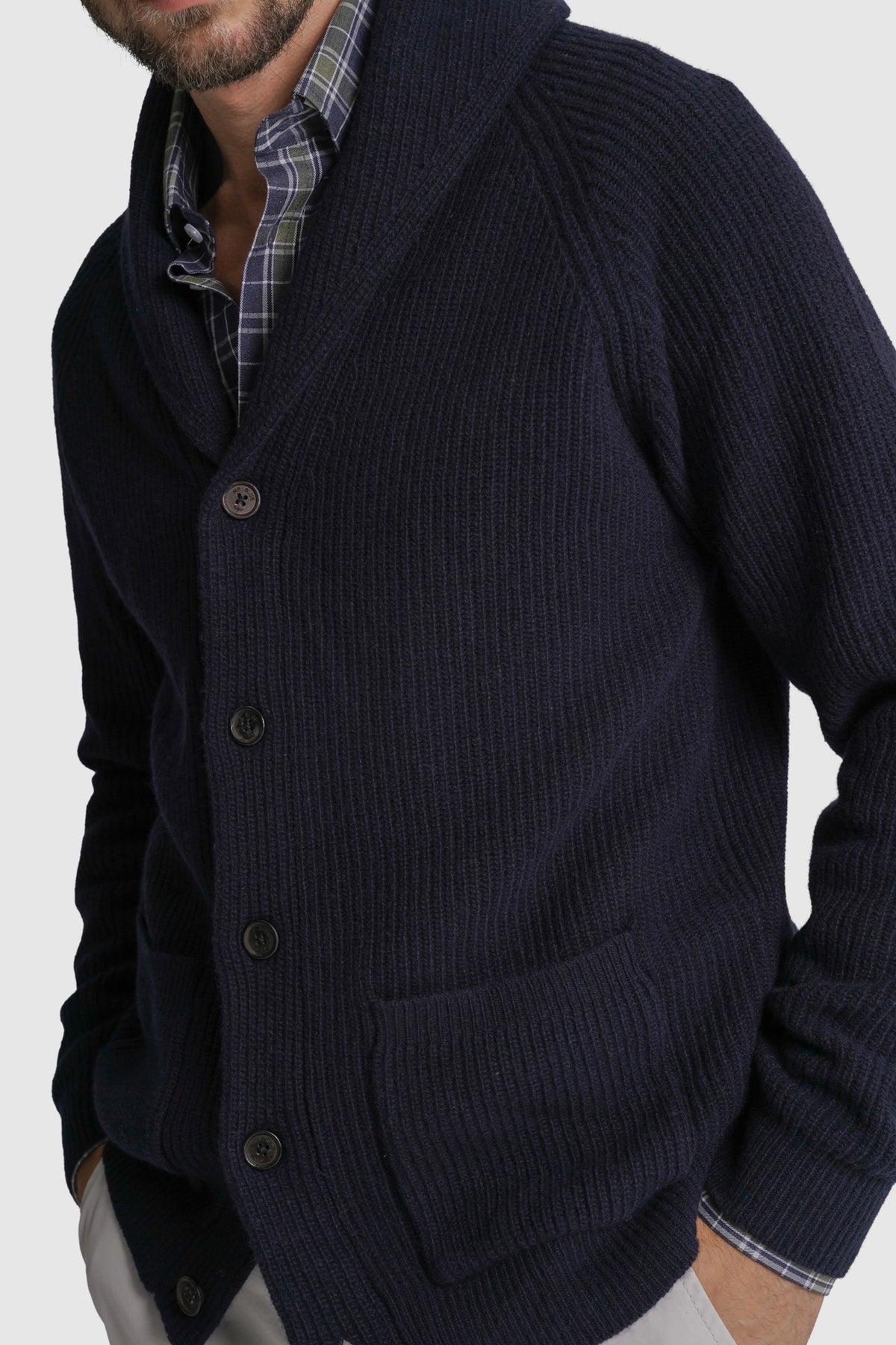 CARDIGAN LÃ REGULAR FIT AZUL LISO MR. BLUE