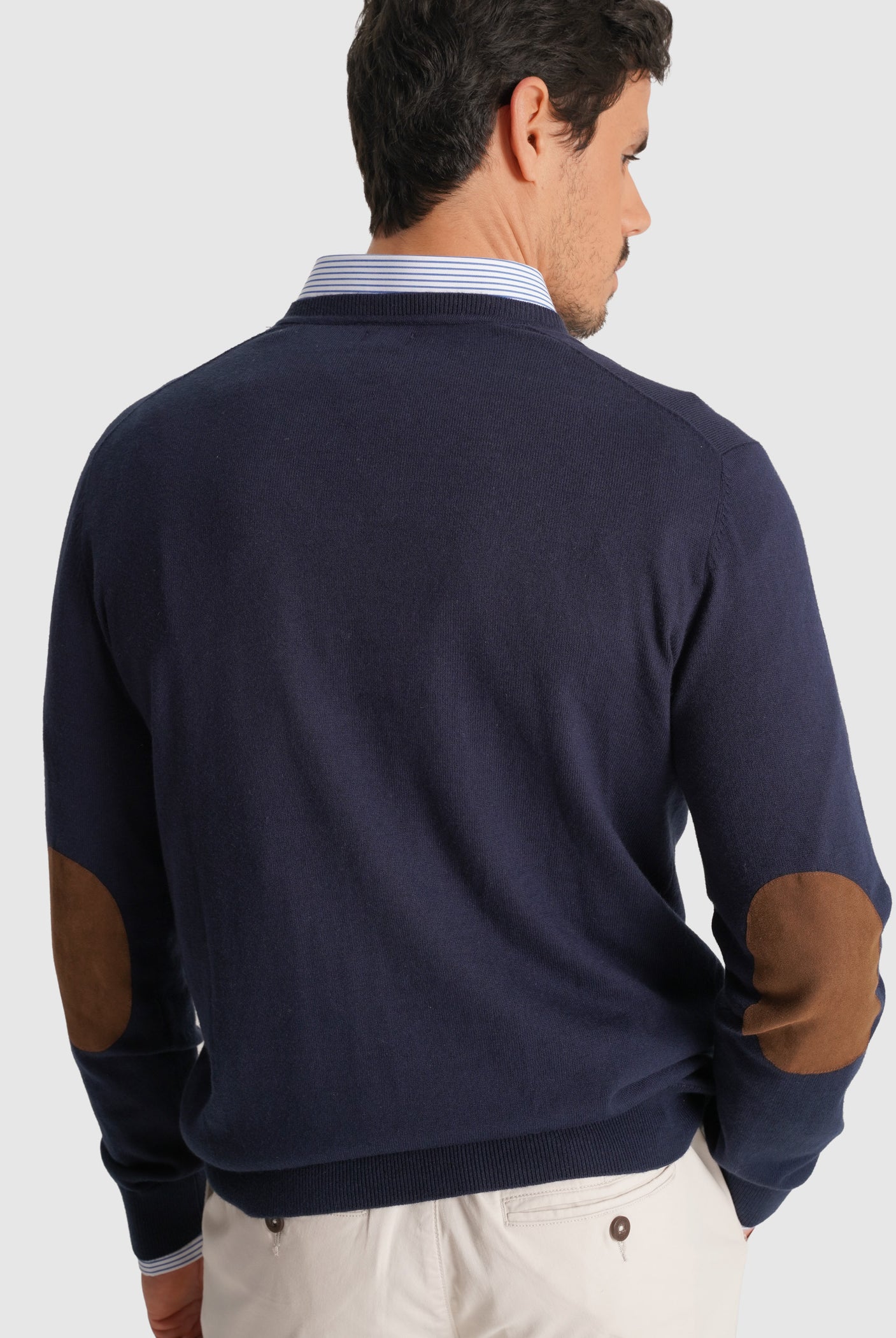 PULLOVER AZUL COM COTOVELEIRA REGULAR FIT MR. BLUE