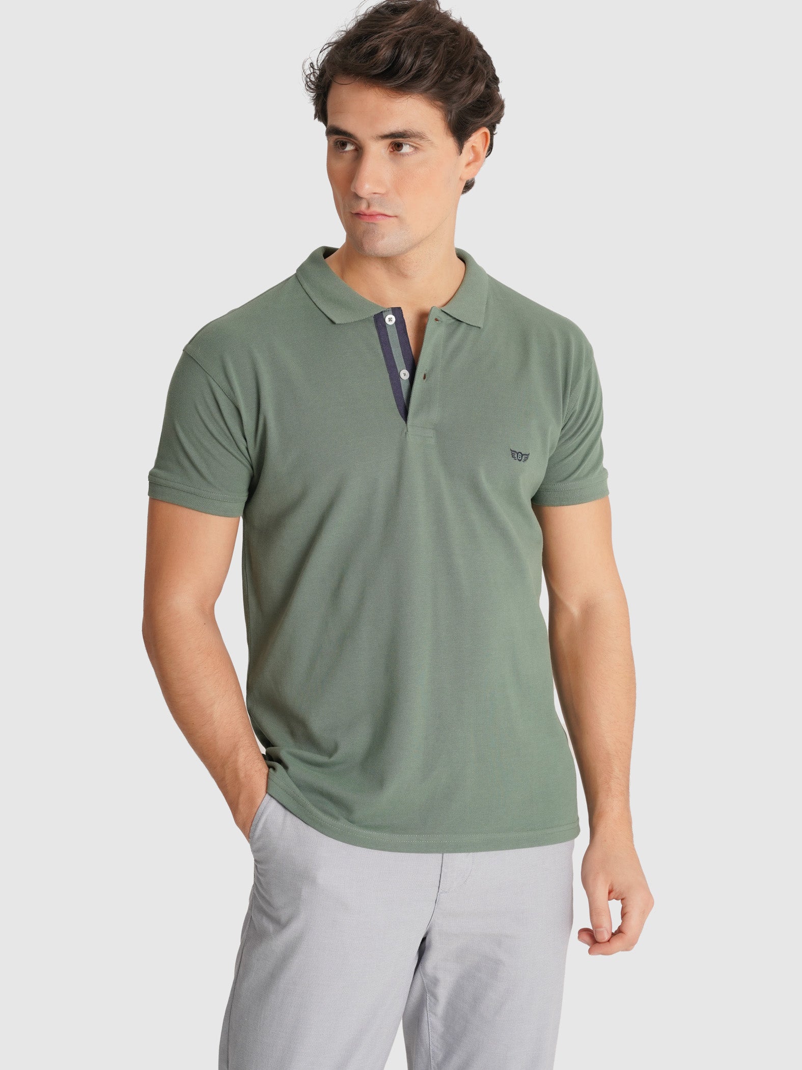 POLO PIQUET VERDE MANGA CURTA REGULAR FIT MR. BLUE