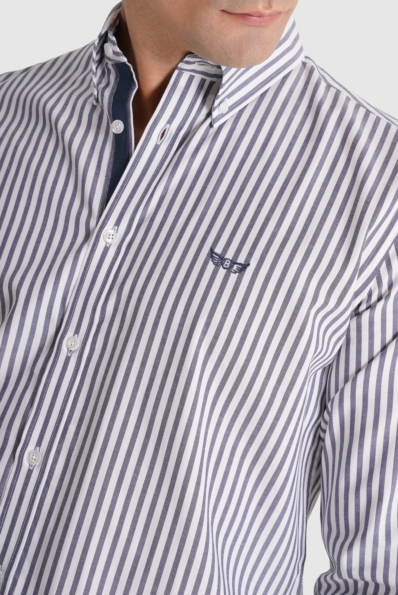 Camisa Algodão Azul Manga Comprida Regular Fit Mr. Blue