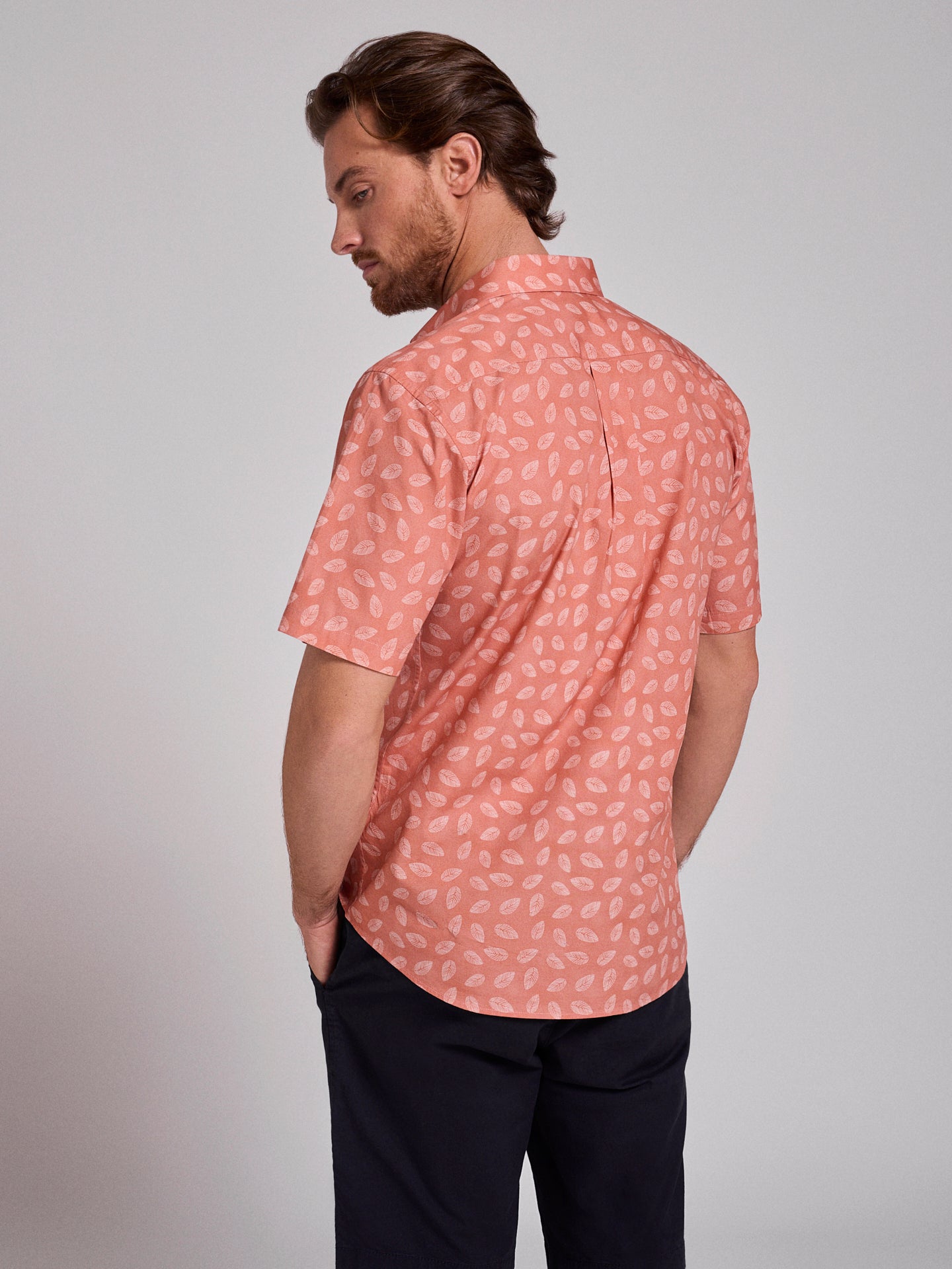 Camisa Algodão Laranja Manga Curta Regular Fit Mr. Blue