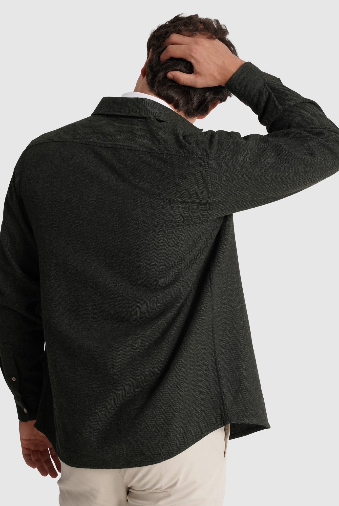 Sobrecamisa Lã Verde Manga Comprida Regular Fit Mr. Blue