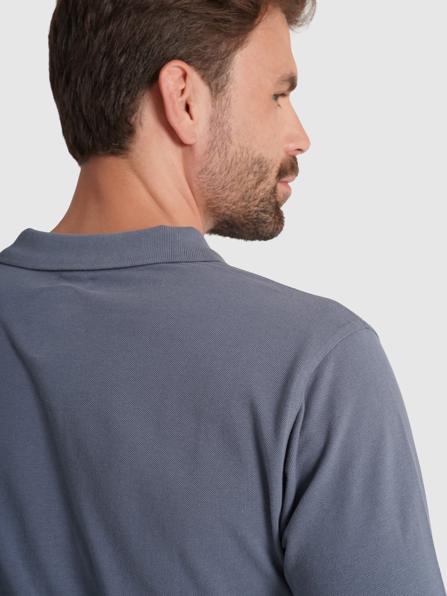 BLUE COTTON POLO LONG SLEEVE REGULAR FIT MR. BLUE