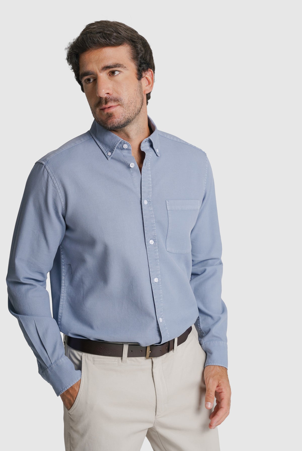 CAMISA ESTRUTURADA REGULAR FIT AZUL LISA MR. BLUE