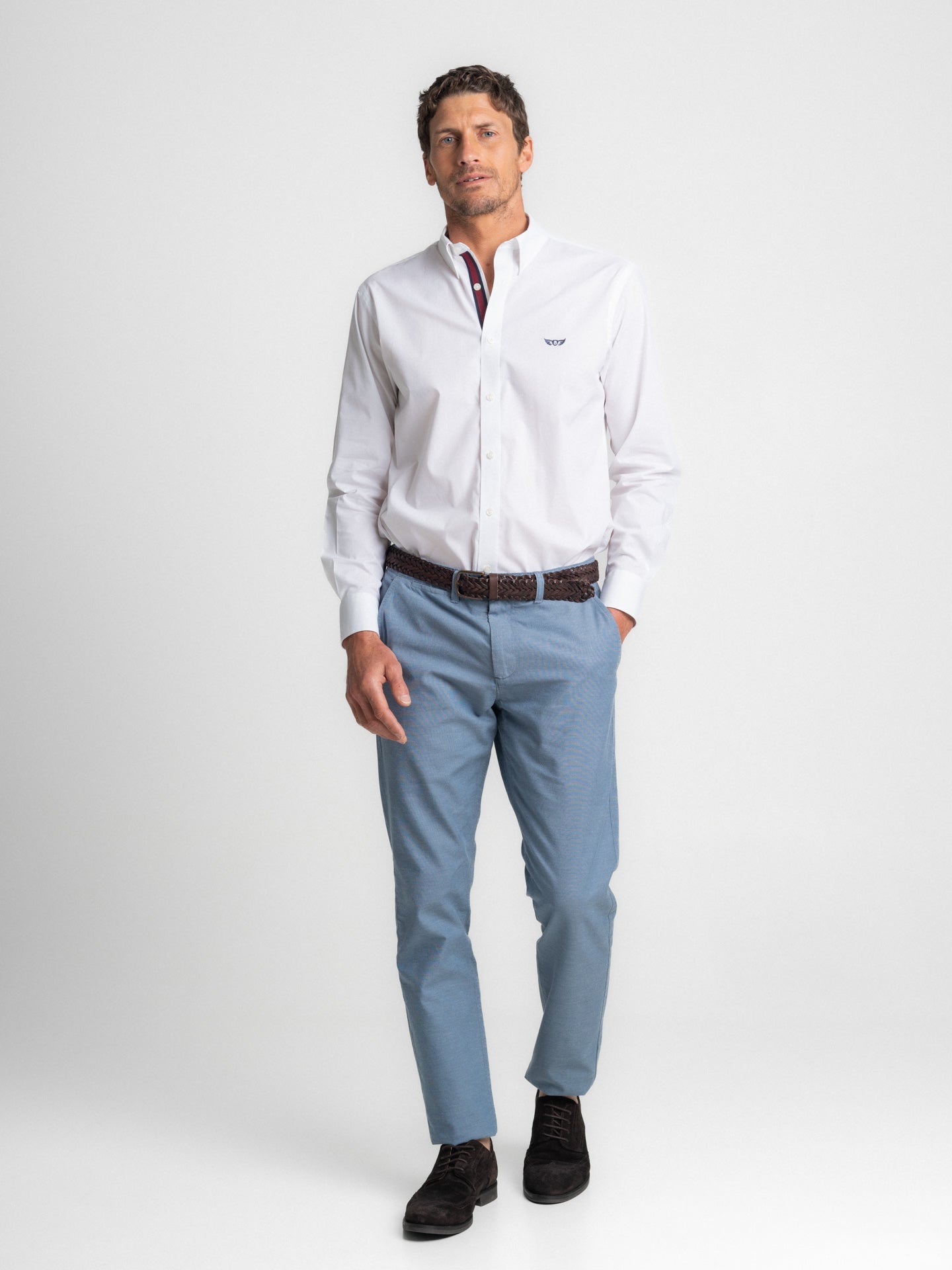 Camisa Regular Fit De Popelina Blanca Mr. Blue