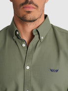 CAMISA ALGODÃO VERDE MANGA COMPRIDA REGULAR FIT MR. BLUE