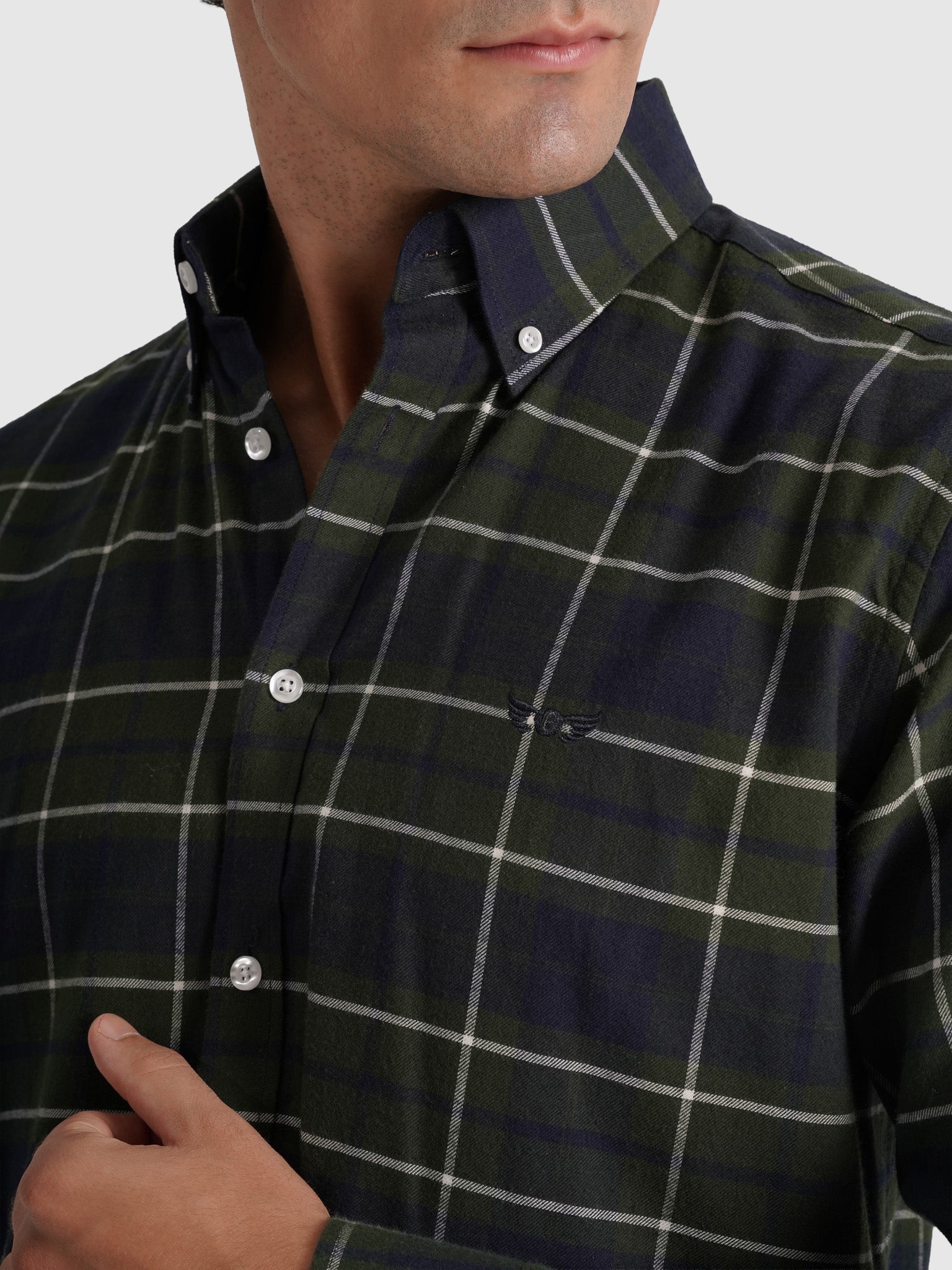 CAMISA FRANELA AZUL MANGA LARGA REGULAR FIT MR. AZUL