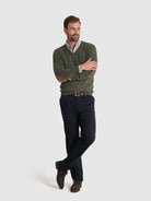 JERSEY DE CASHMERE VERDE CON CODERAS MR REGULAR FIT. AZUL