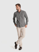 CAMISA ALGODÃO CINZENTA MANGA COMPRIDA REGULAR FIT MR. BLUE