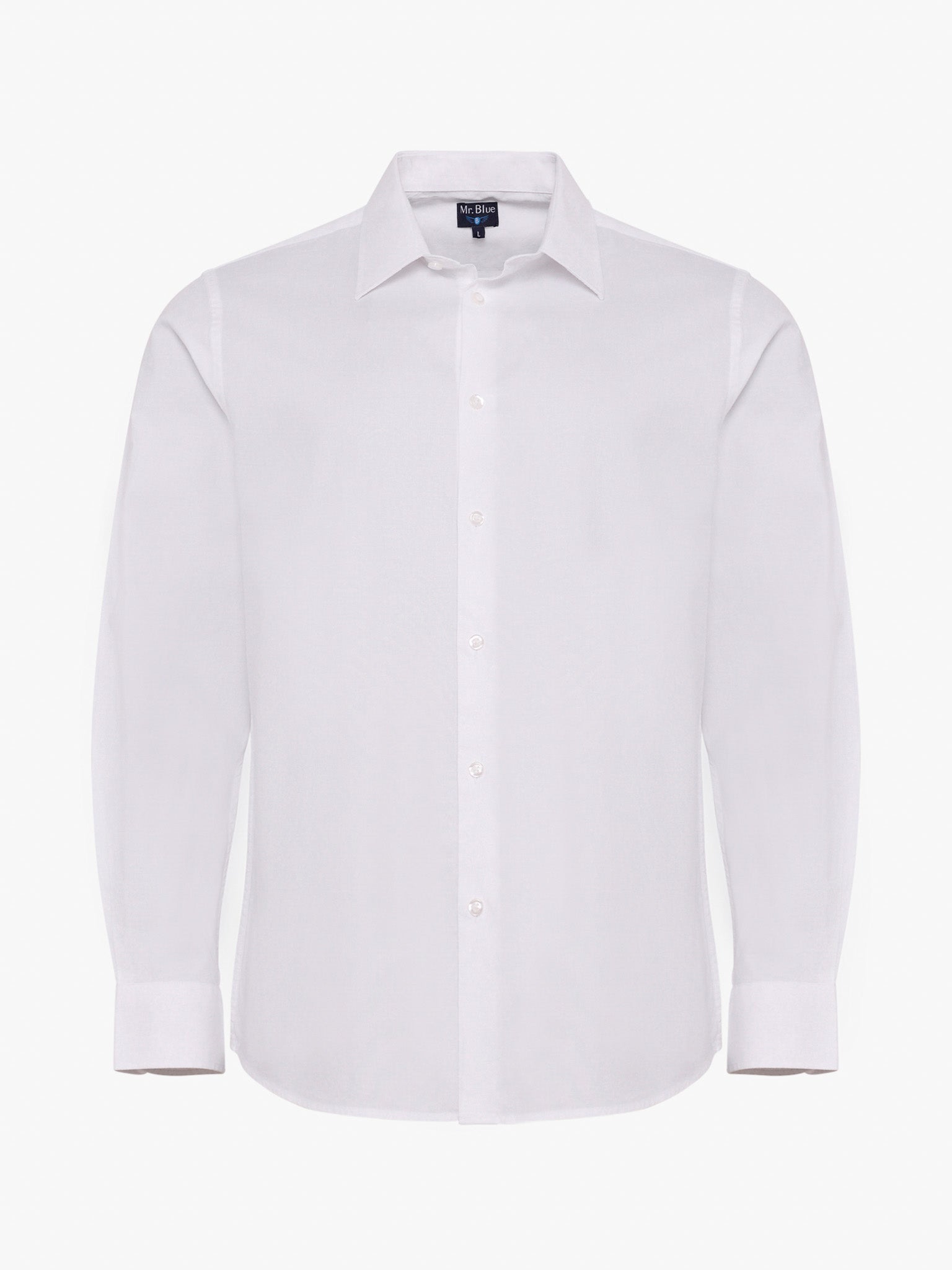 CAMISA ALGODÃO BRANCA MANGA COMPRIDA SLIM FIT MR. BLUE