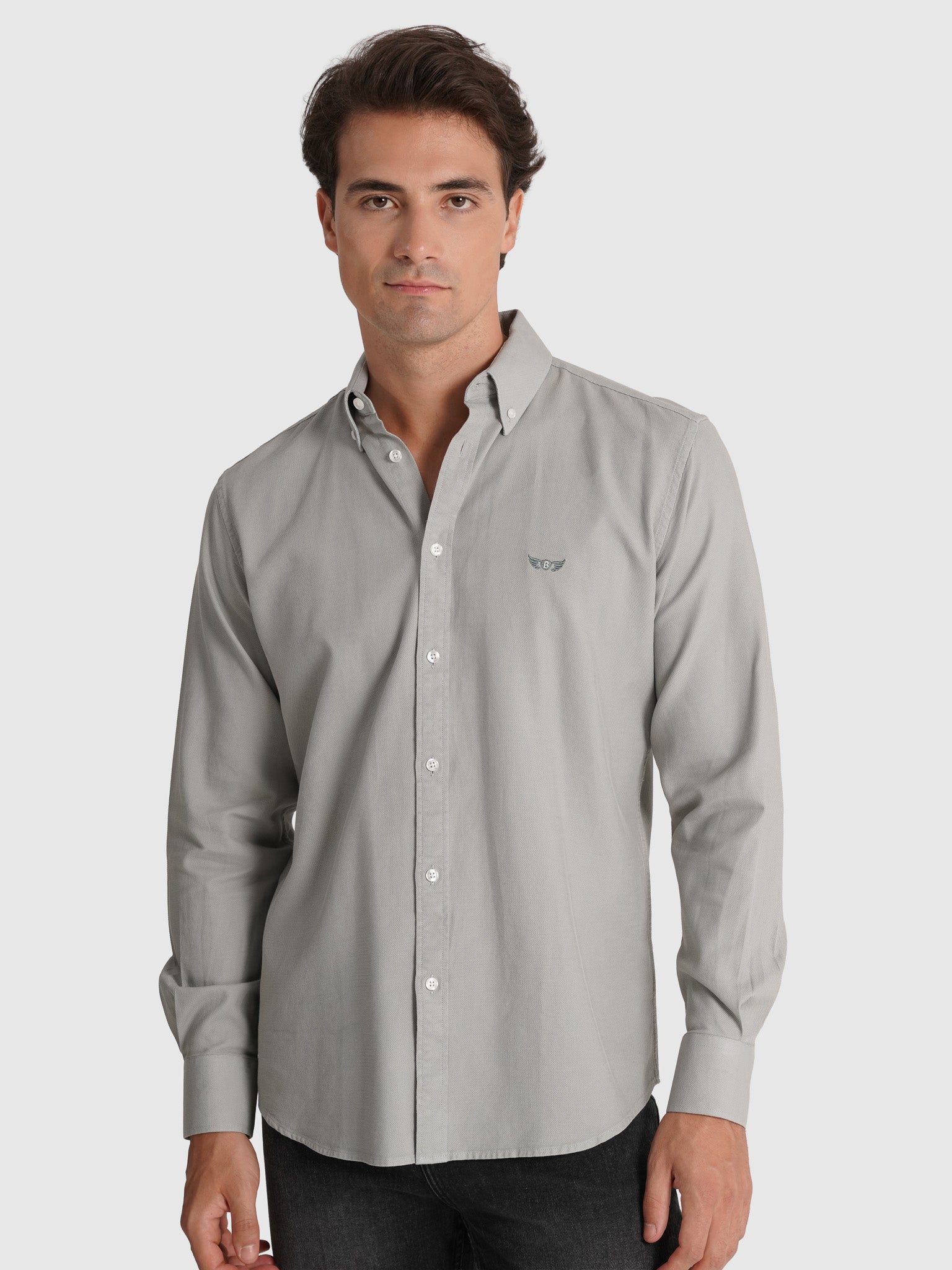 CAMISA ALGODÓN VERDE MANGA LARGA REGULAR FIT MR. AZUL
