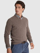 BROWN WOOL PULLOVER LONG SLEEVE REGULAR FIT MR. BLUE