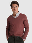 RED WOOL PULLOVER LONG SLEEVE REGULAR FIT MR. BLUE