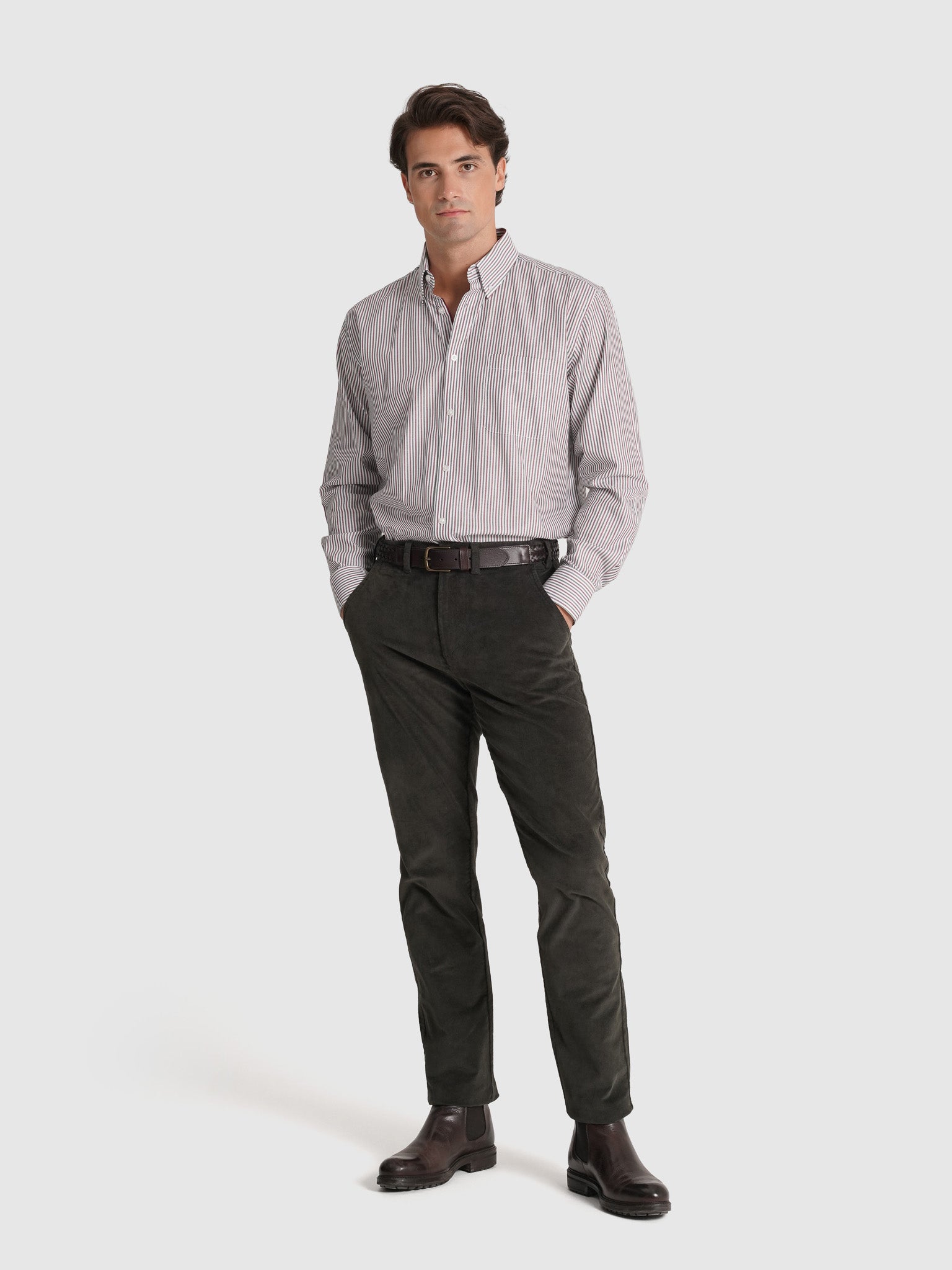 CAMISA ALGODÃO VERDE MANGA COMPRIDA REGULAR FIT MR. BLUE