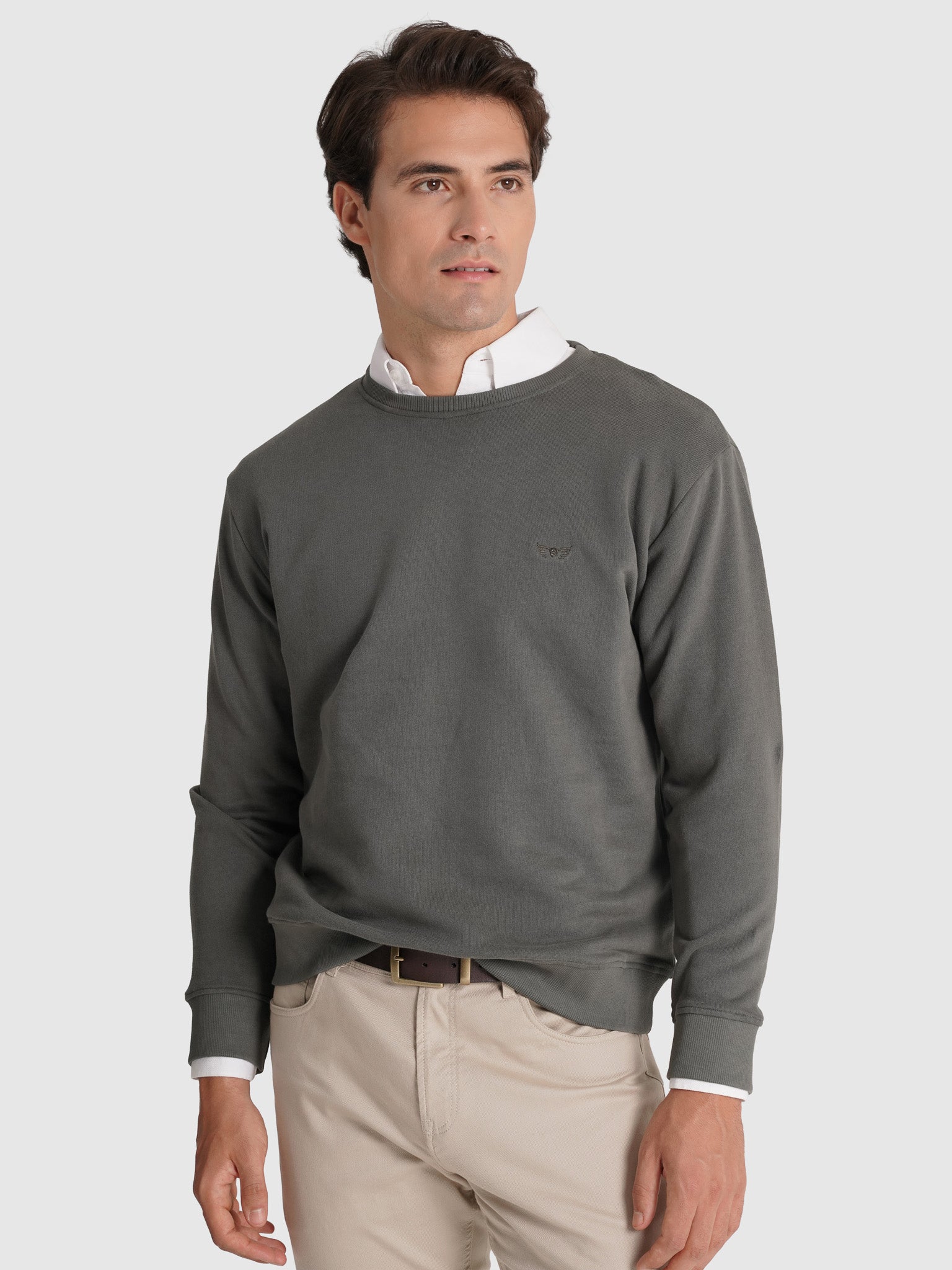 SUDADERA DE ALGODÓN VERDE MANGA LARGA REGULAR FIT MR. AZUL