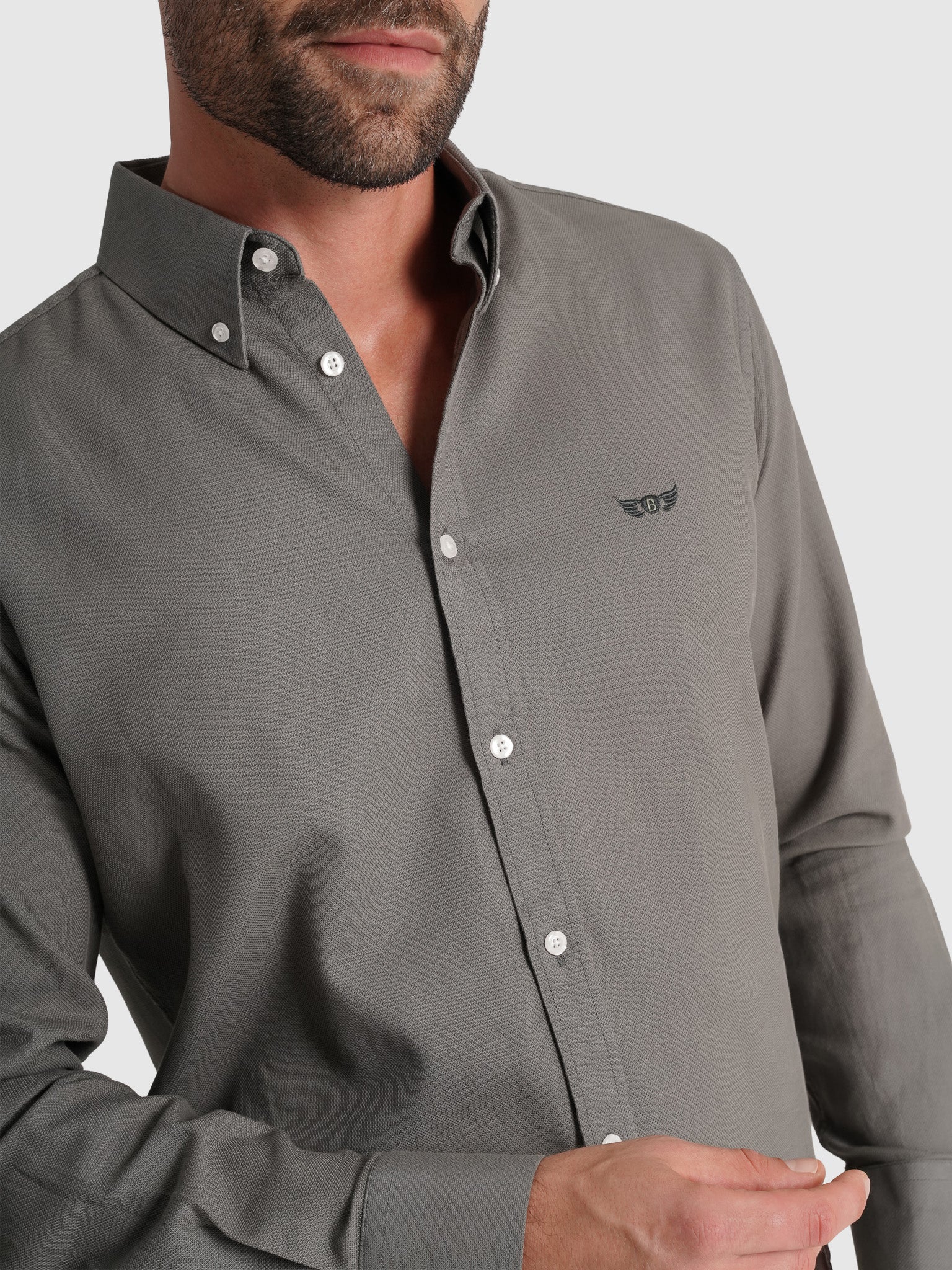 CAMISA ALGODÃO VERDE MANGA COMPRIDA REGULAR FIT MR. BLUE