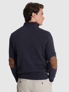 BLUE WOOL PULLOVER WITH REGULAR FIT MR ELBOW PADS. BLUE