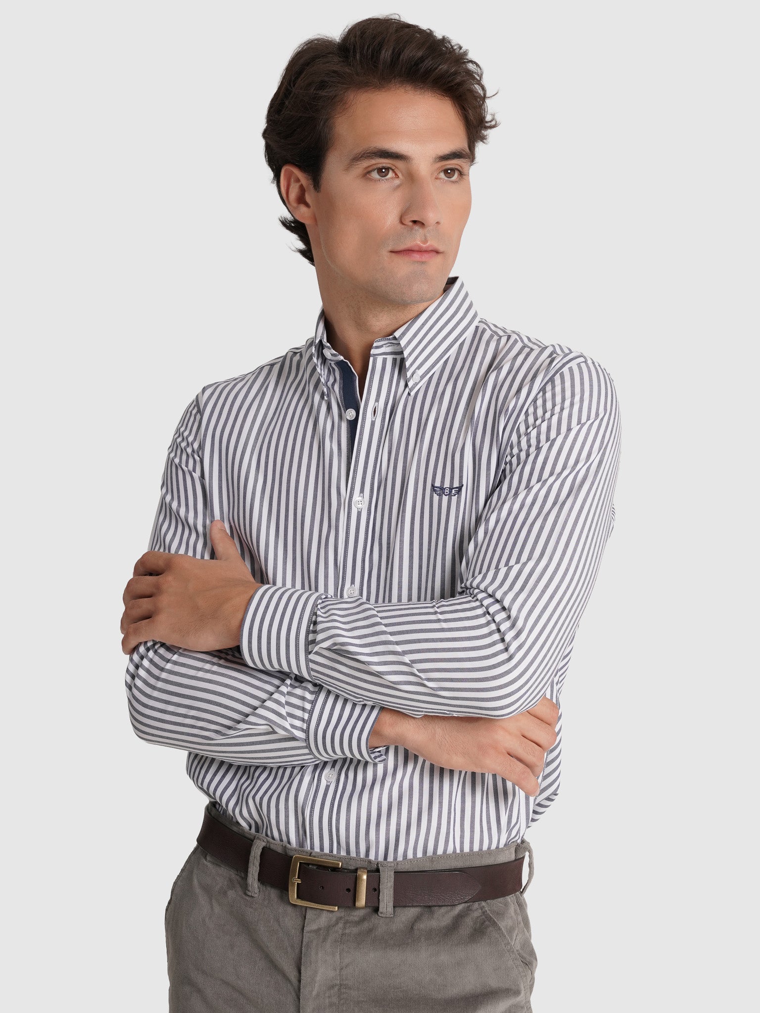 CAMISA ALGODÓN AZUL MANGA LARGA REGULAR FIT MR. AZUL