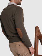 GREEN WOOL PULLOVER WITH REGULAR FIT MR ELBOW PADS. BLUE