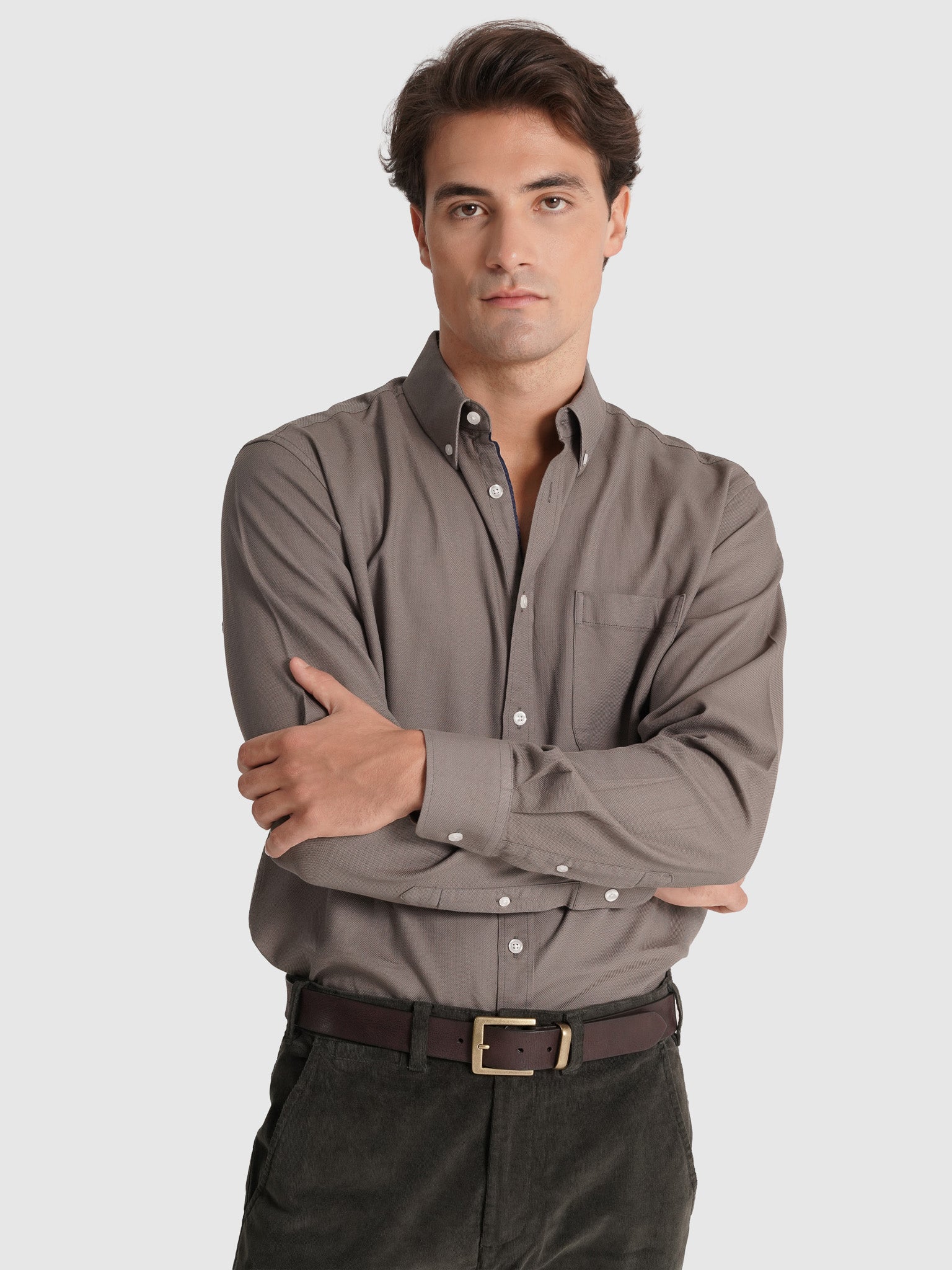 CAMISA ALGODÃO VERDE MANGA COMPRIDA REGULAR FIT MR. BLUE