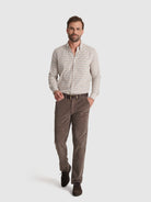 BROWN COTTON TROUSERS CLASSIC FIT MR. BLUE