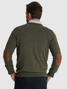 JERSEY DE CASHMERE VERDE CON CODERAS MR REGULAR FIT. AZUL