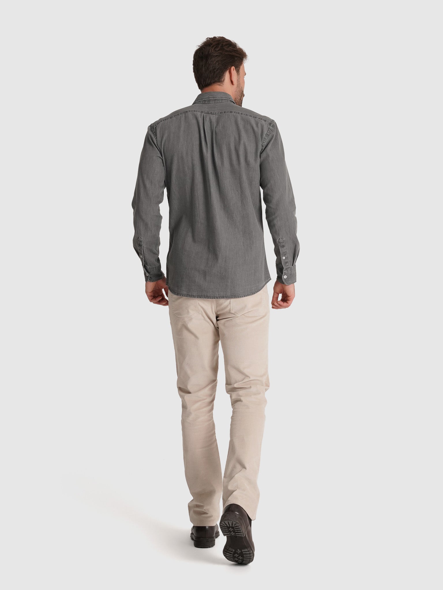 CAMISA ALGODÃO CINZENTA MANGA COMPRIDA REGULAR FIT MR. BLUE