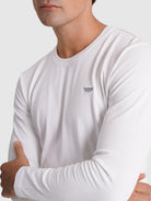 T-SHIRT ALGODÃO BRANCA MANGA COMPRIDA REGULAR FIT MR. BLUE