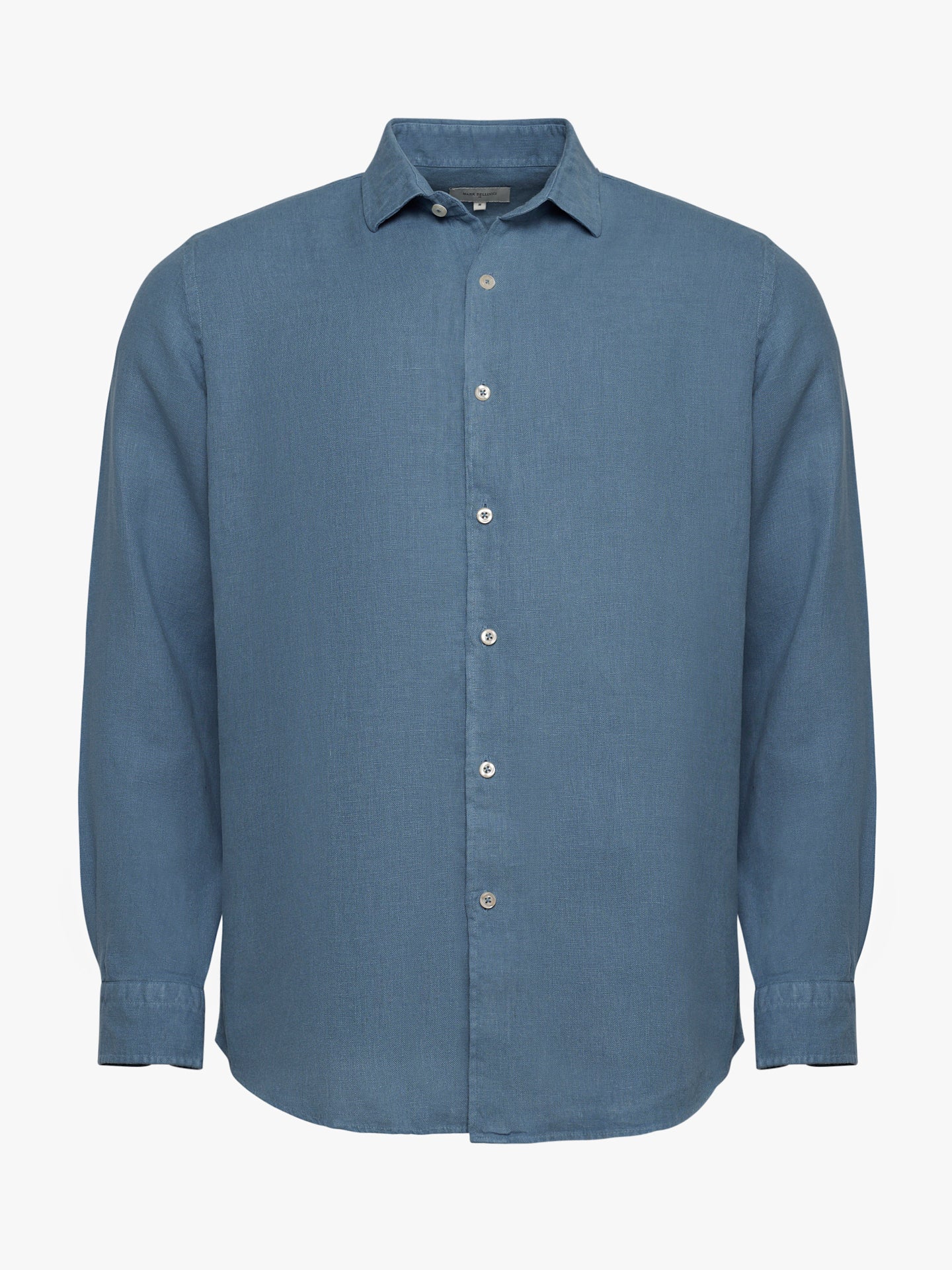 Camisa entallada de lino azul Mr. Blue