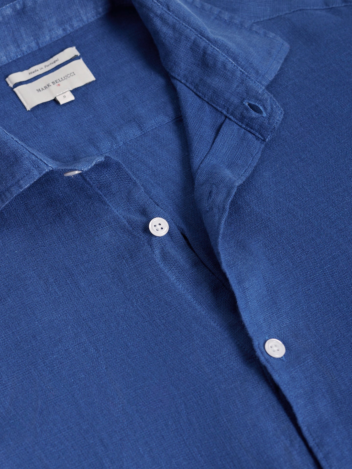 Camisa entallada de lino azul Mr. Blue