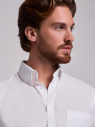 CAMISA LINO BLANCA MANGA CORTA REGULAR FIT MR. AZUL