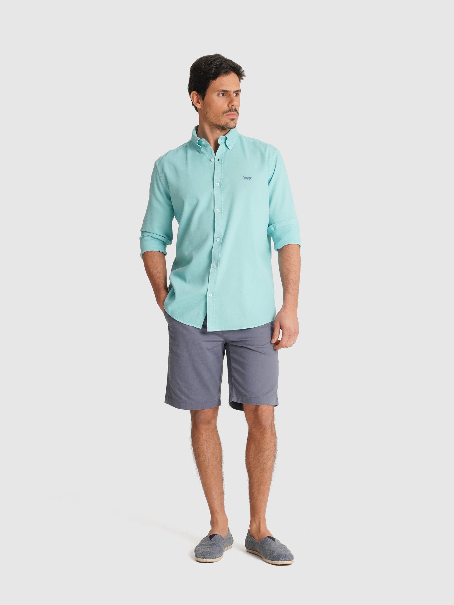 CAMISA DOBBY AZUL MANGA COMPRIDA REGULAR FIT MR. BLUE